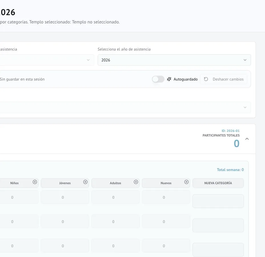 Vista de Registro de asistencia